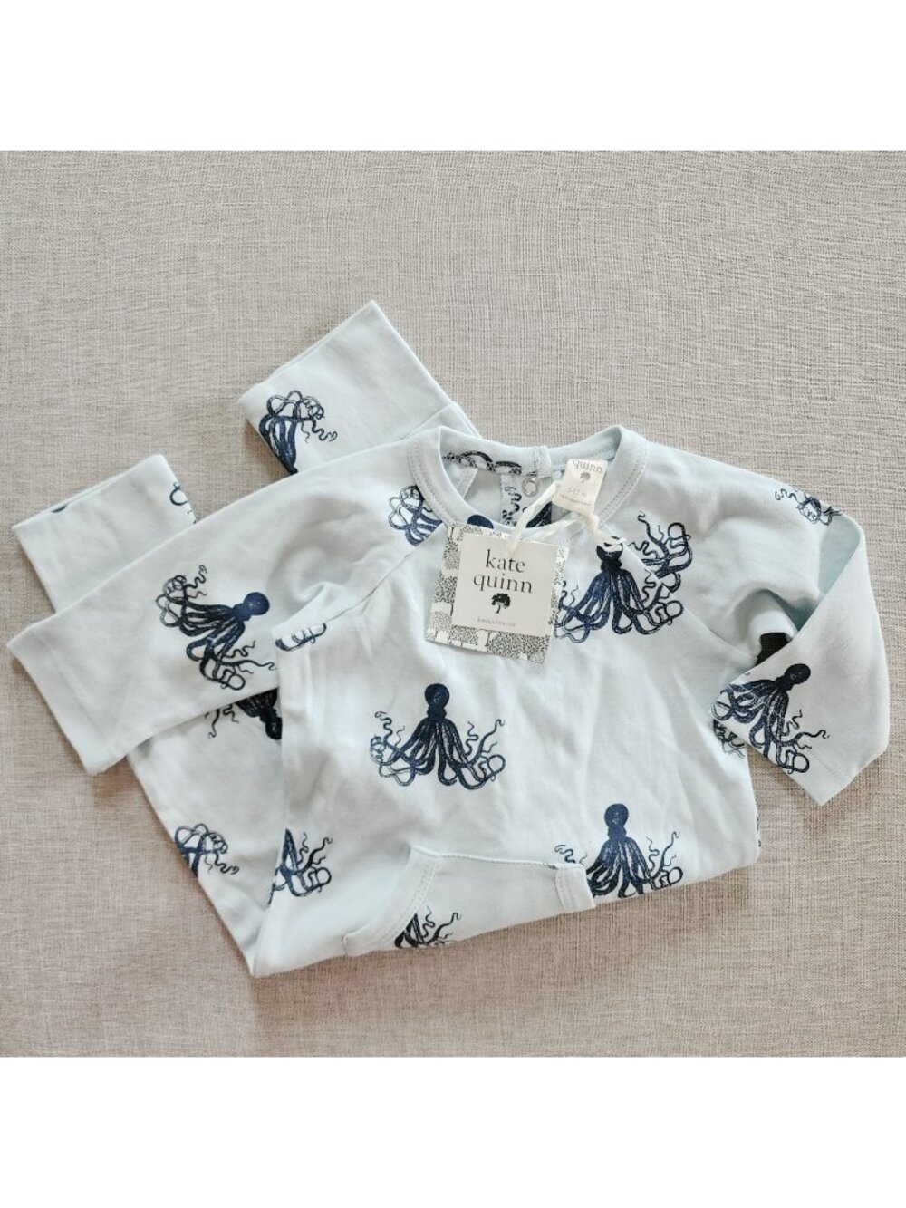 Kate Quinn Octopus Organic Cotton Blue Long Sleeve Pocket Front Sportsuit New